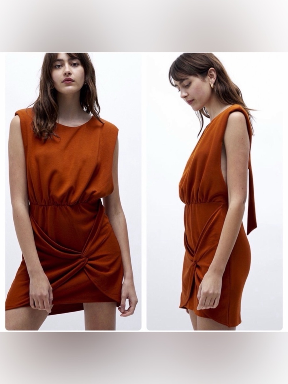 Free People Runaway Knit Mini Dress Color Brandy Size Small NWT Burnt Orange NEW